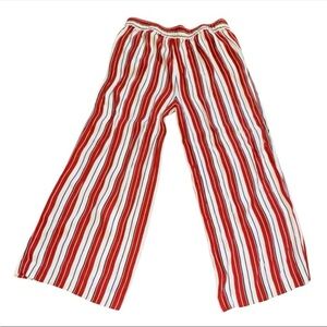 Striped Red and White Loft Crop Pants